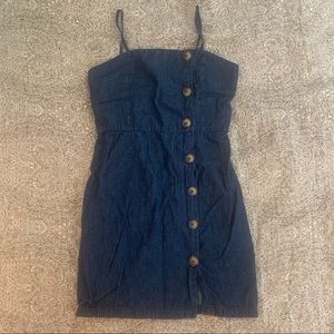 Chambray Button Front Mini Dress
